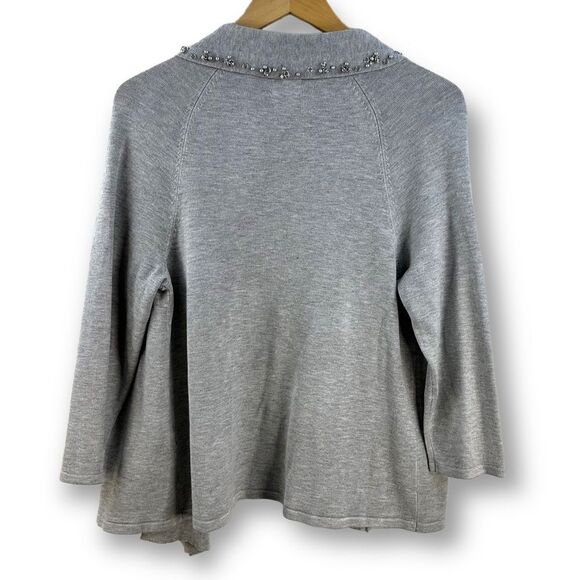 Ruby Rd. gray cardigan with silver need trim size S - Picture 2 of 11